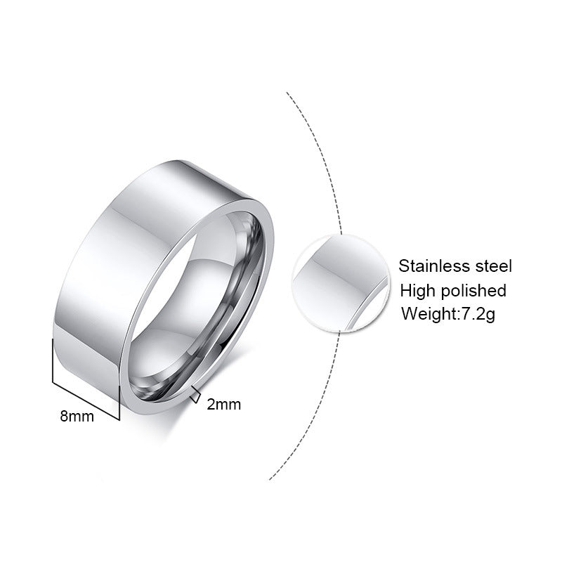 Women's & Men's Titanium Steel Gold Simple Glossy Stainless Rings