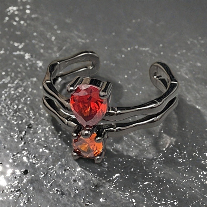 Personalized Red Diamond Open Hot Twin Design Light Rings