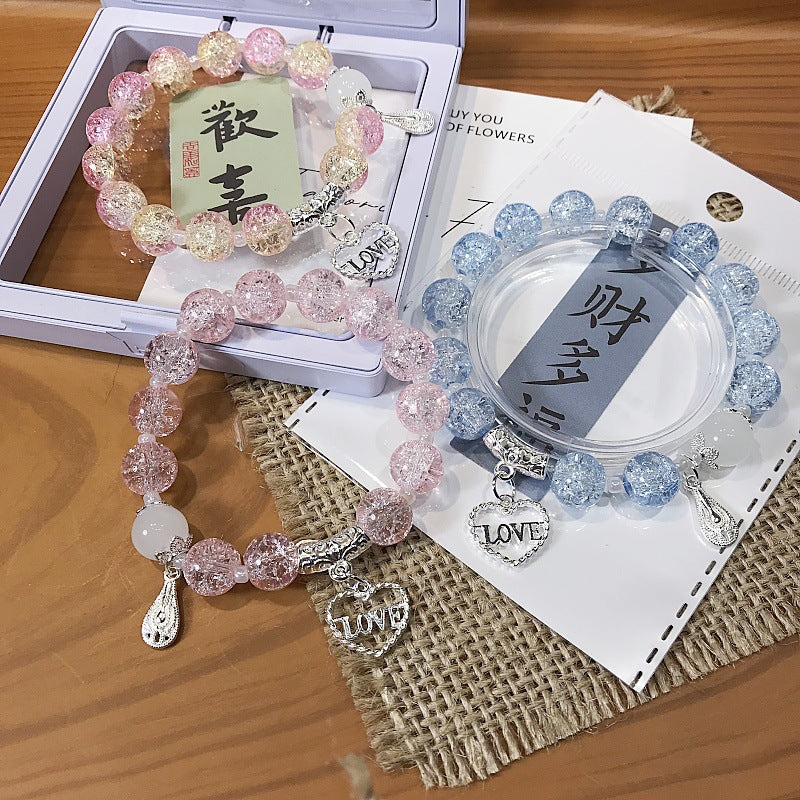 Glass Crystal Fresh Sweet Beaded Hand Greeting Bracelets