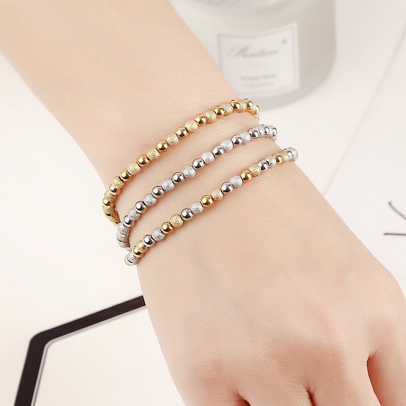 Sand Shiny Mixed Colored Golden Ball Waterproof Colorfast Stainless Steel Bracelet