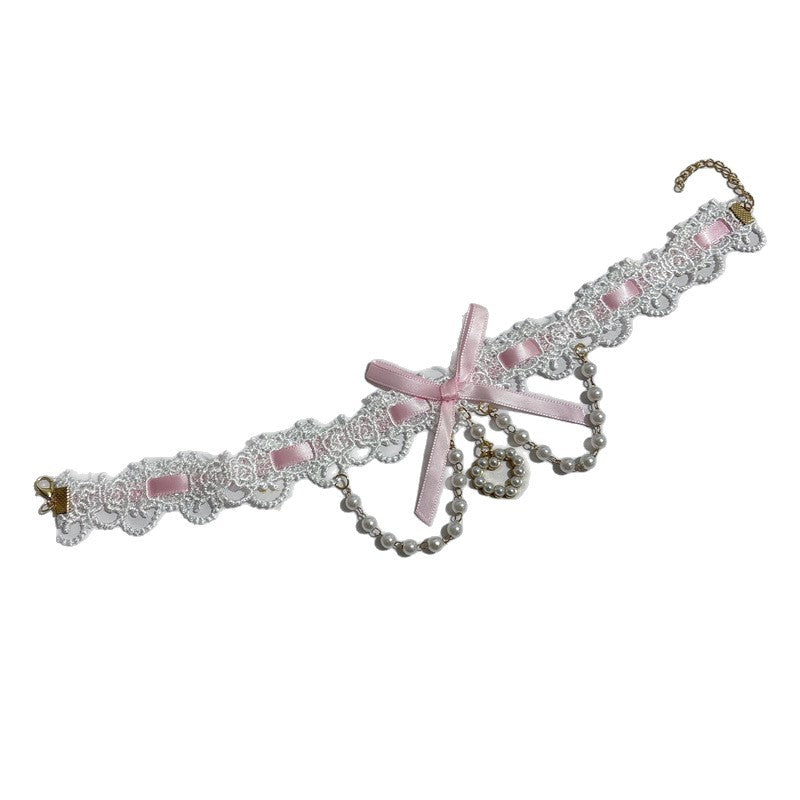 Sweet Lolita Gem Pearl Lace Ribbon Collar