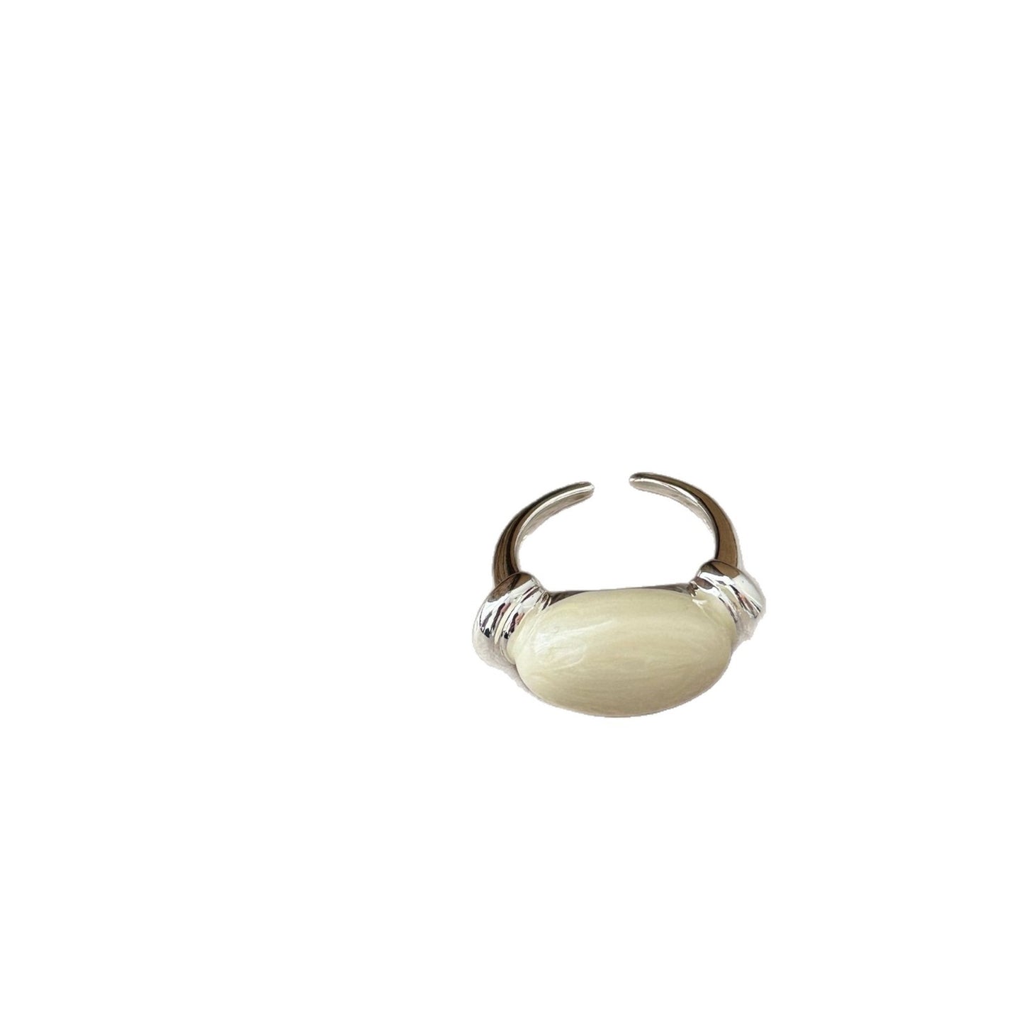 Women's Drip Glazed Geometric Open Adjustable Oval Twin Index Ring