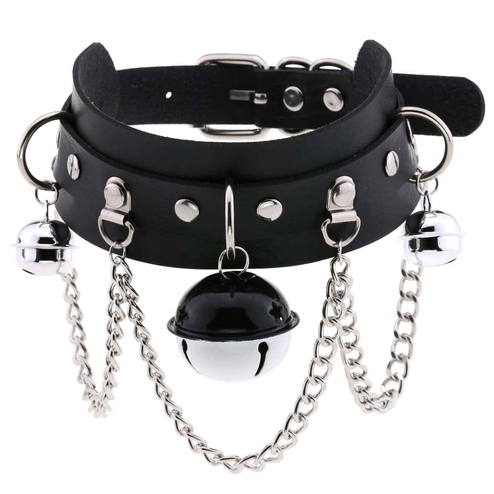 Fan Punk Leather Chain Color Two-tone Collar