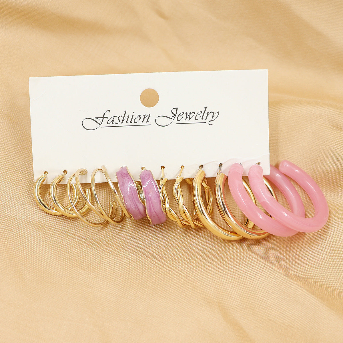 Women's Fresh Summer Versatile Acrylic Round Pairs Plastic Earrings