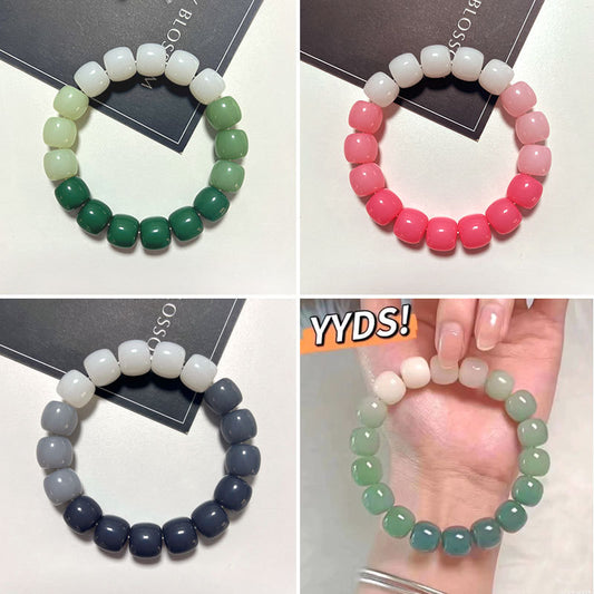 Temperament Imitation White Jade Green Bodhi Barrel Bracelet