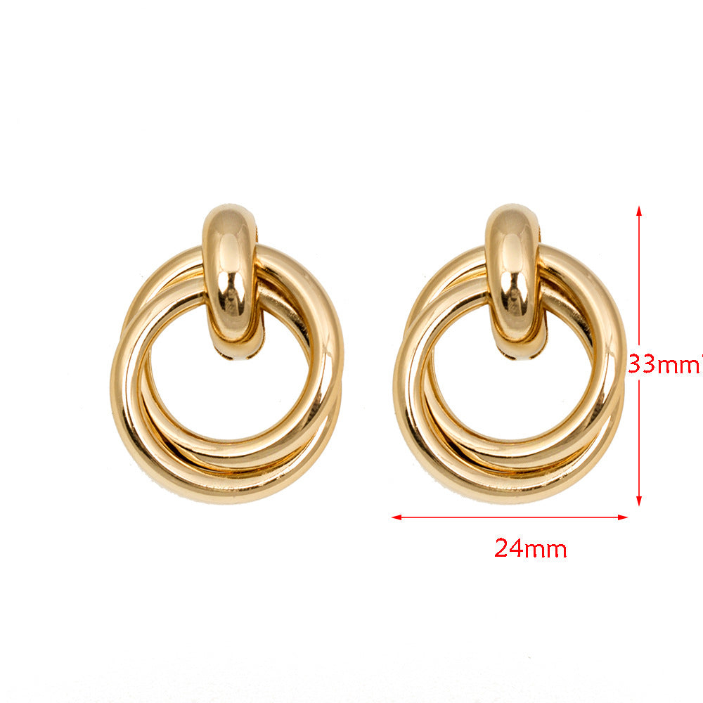 Women's Retro Hoop Hollow Tube Series Sister-in-law Earrings