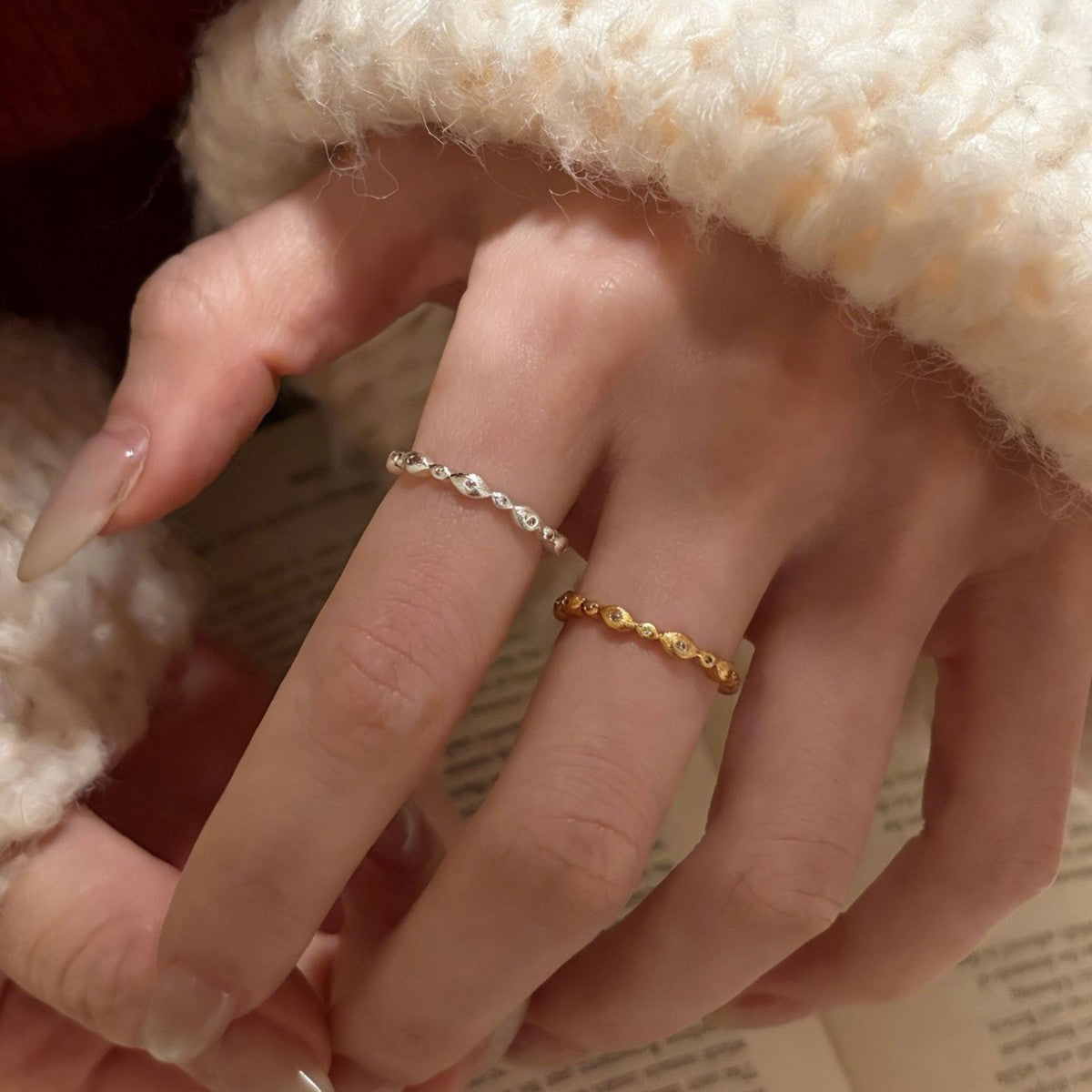 Women's Korean Brushed Irregular Water Drop Fashion Rings