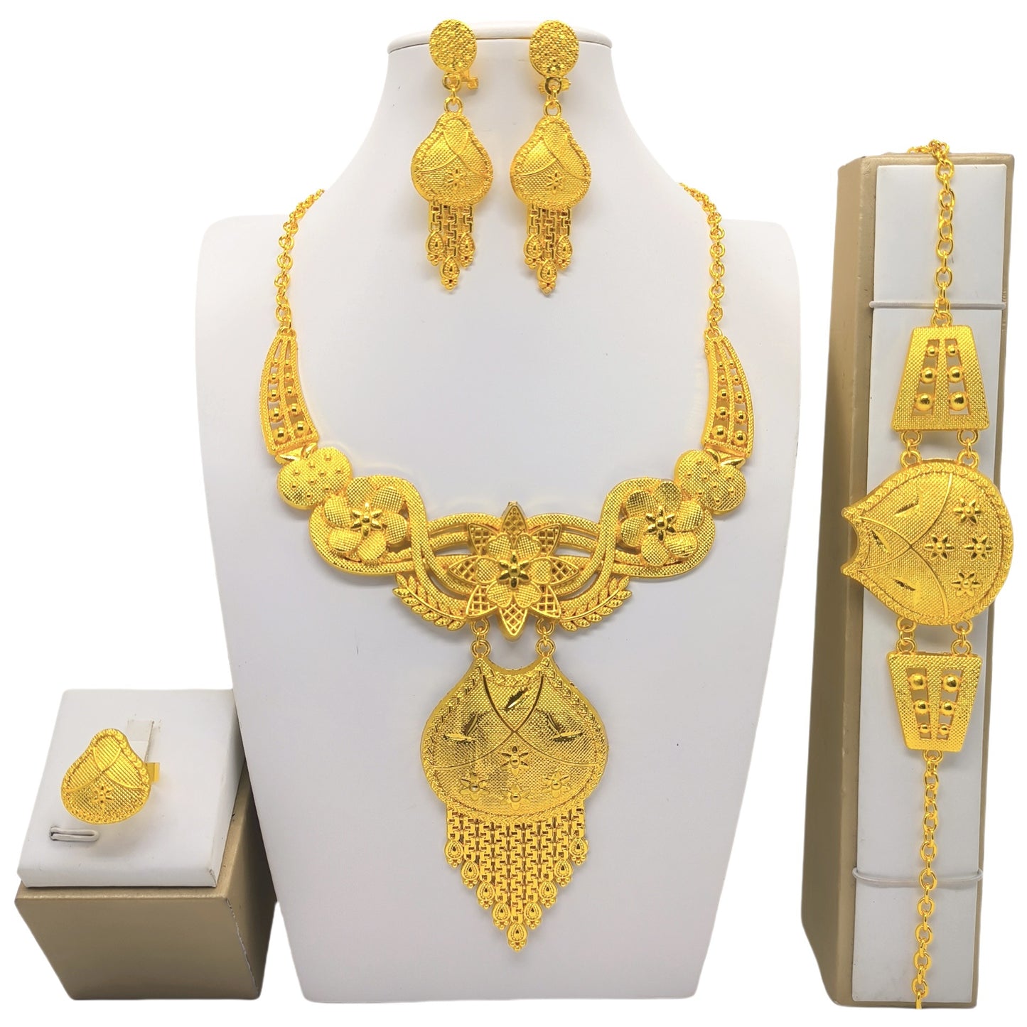 Elegant Gold-plated Saudi Bridal Wedding Hands Earrings