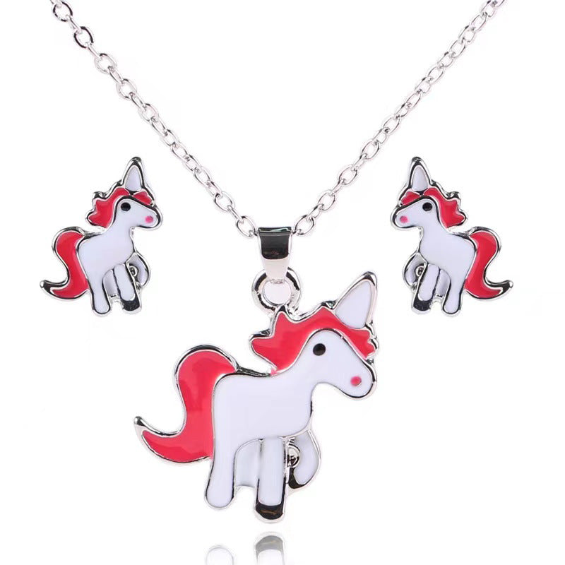 Fashion Temperament Clavicle Chain Niche Popular Unicorn Jewelry Set
