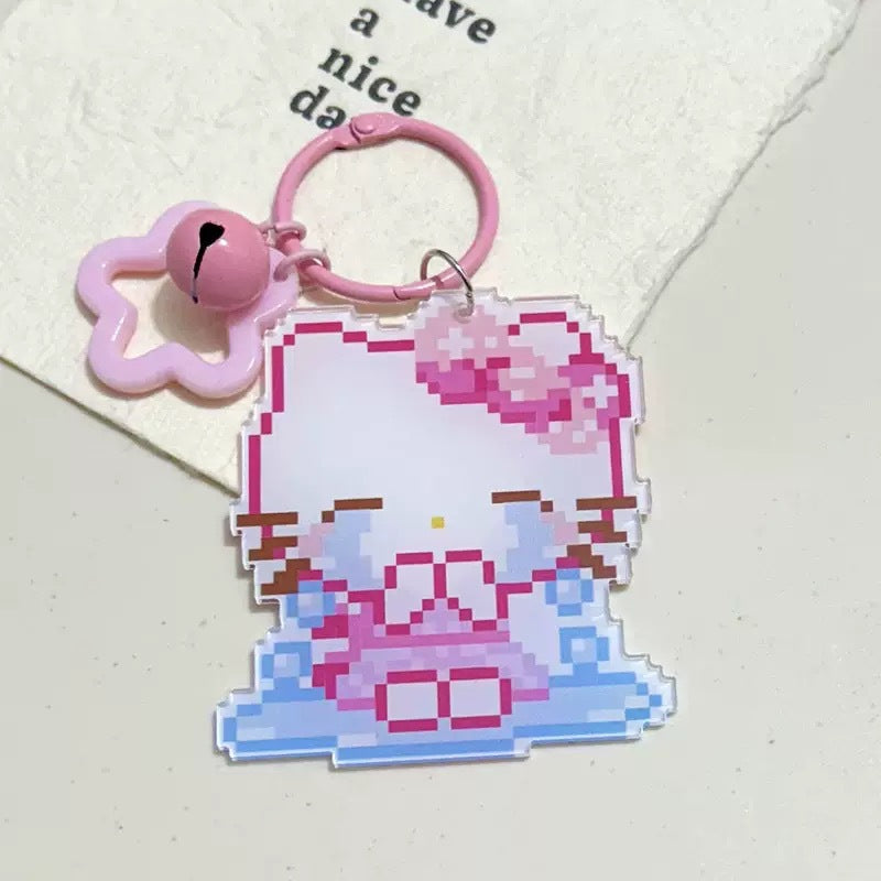 Pixel Cartoon Key Button Schoolbag Cute Acrylic Hang Decorations Hanging Ornaments