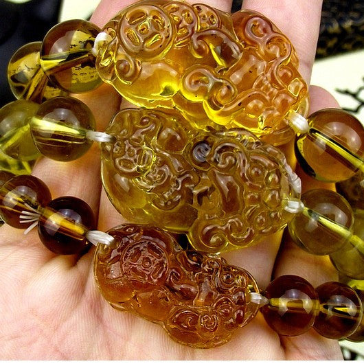 Imitation Citrine Beads Rosary Peace Lucky Bracelet
