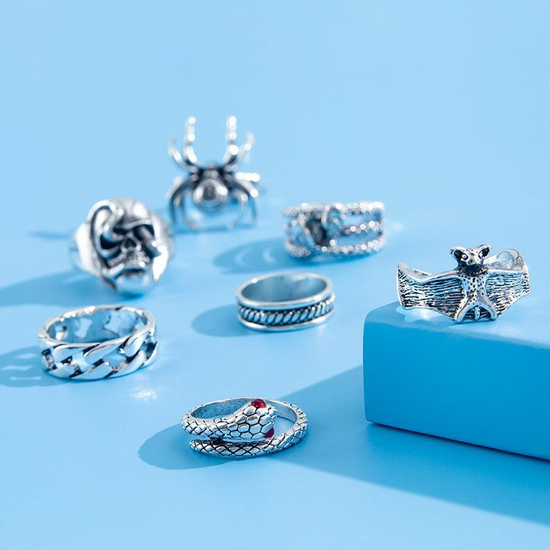 Metal Dark Style Hip Hop Vintage Distressed Spider Snake Rings