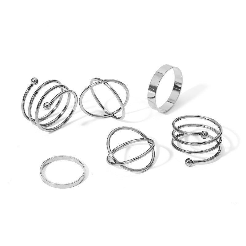 Knuckle Creative Simple Twin Spiral Set Rings