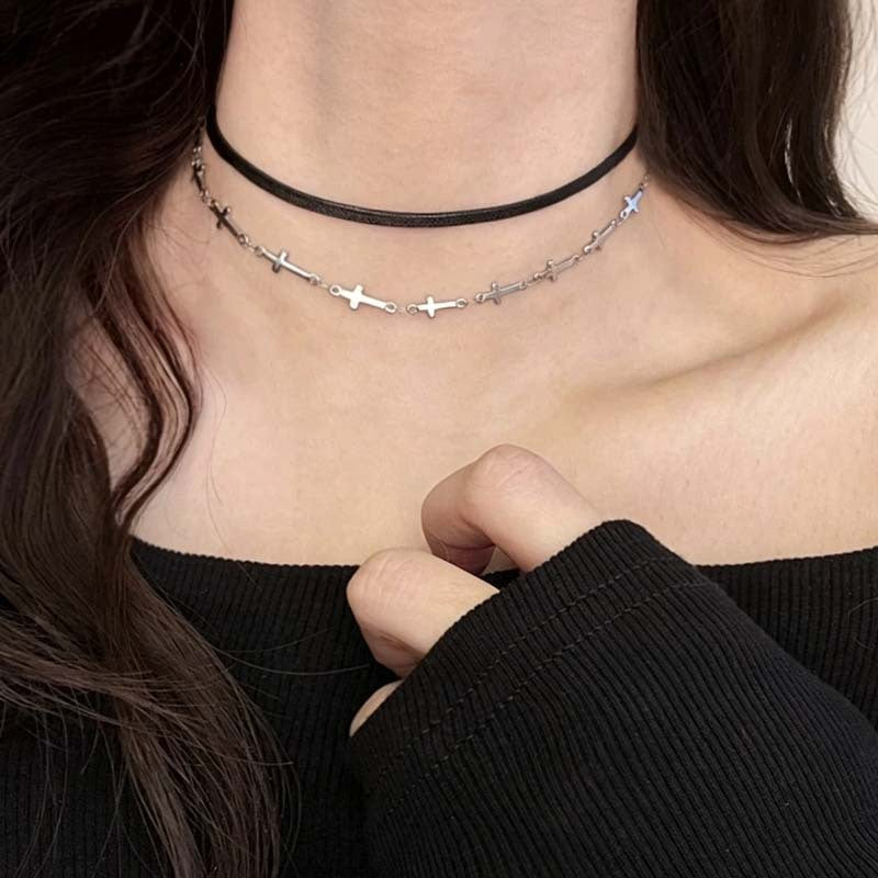 Twin Cross Clavicle Chain Female Design High-grade Necklaces