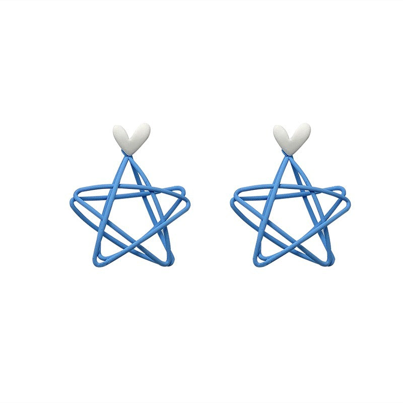 Pentagram Cute Female Ear Clip Tea Earrings