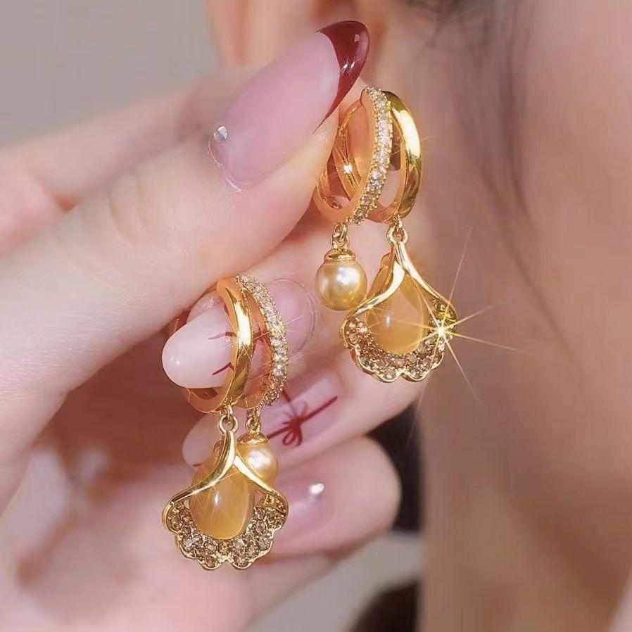 Diamond Tassel Female Temperamental Long Eardrops Earrings