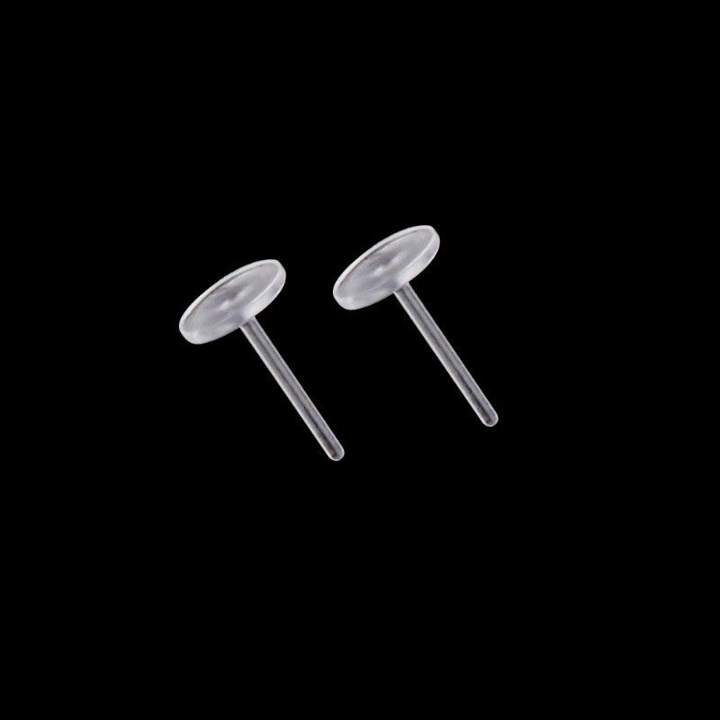 Plastic Auricular Needle Flat Ear Transparent Stud Earrings