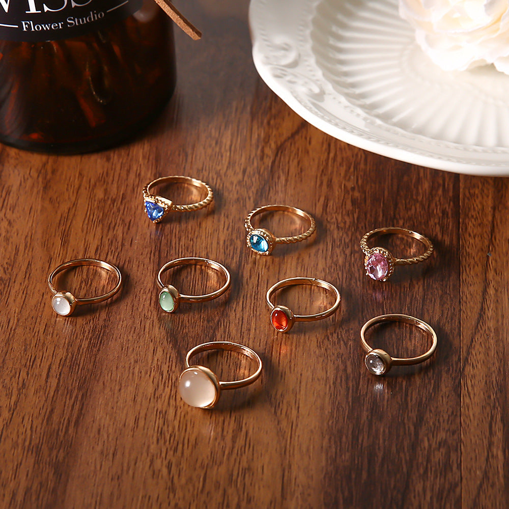 Creative Fashion Opal Champagne Multicolor Knuckle Rings