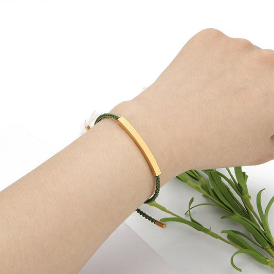 Steel Engraved Hollow Tube Couple Adjustable Inspirational Bracelets