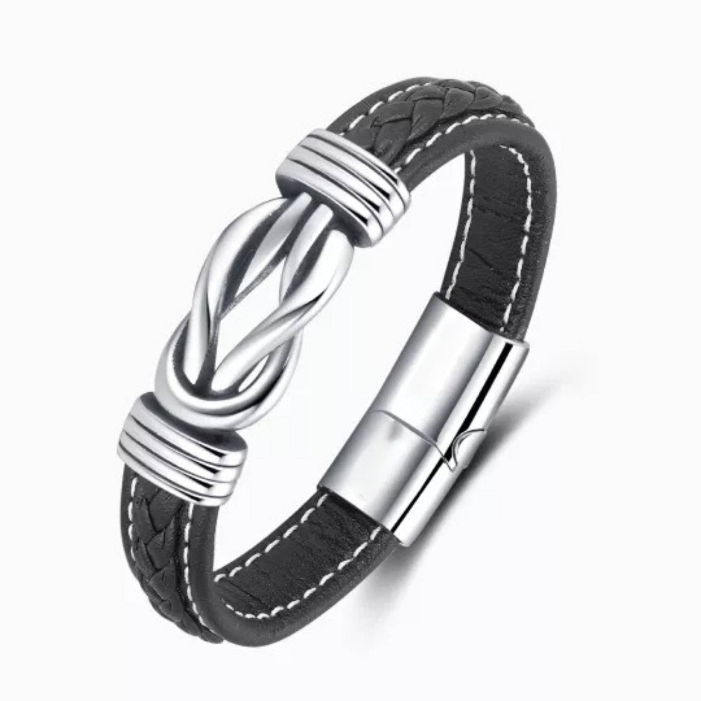 Men's Cross Leather Handmade Braided Rope Magnetic Bracelet