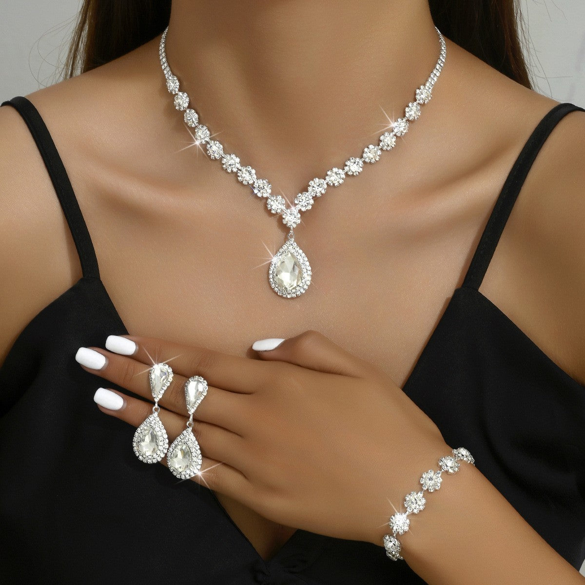 Fashion Water Drop Diamond Full Bride Necklaces