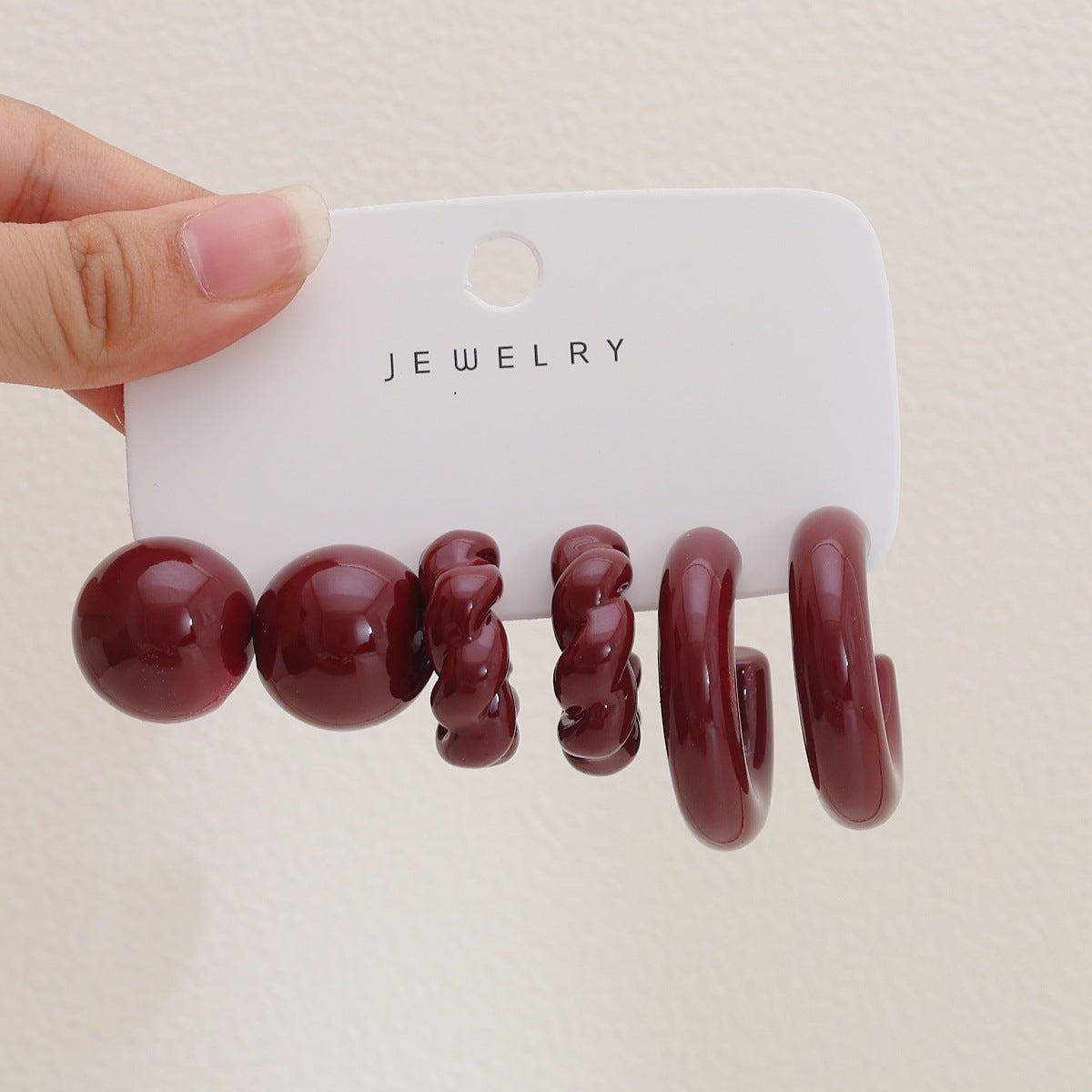 Women's Red Acrylic Water Drop Geometry Type Boutique Trendy Sets Of Earrings