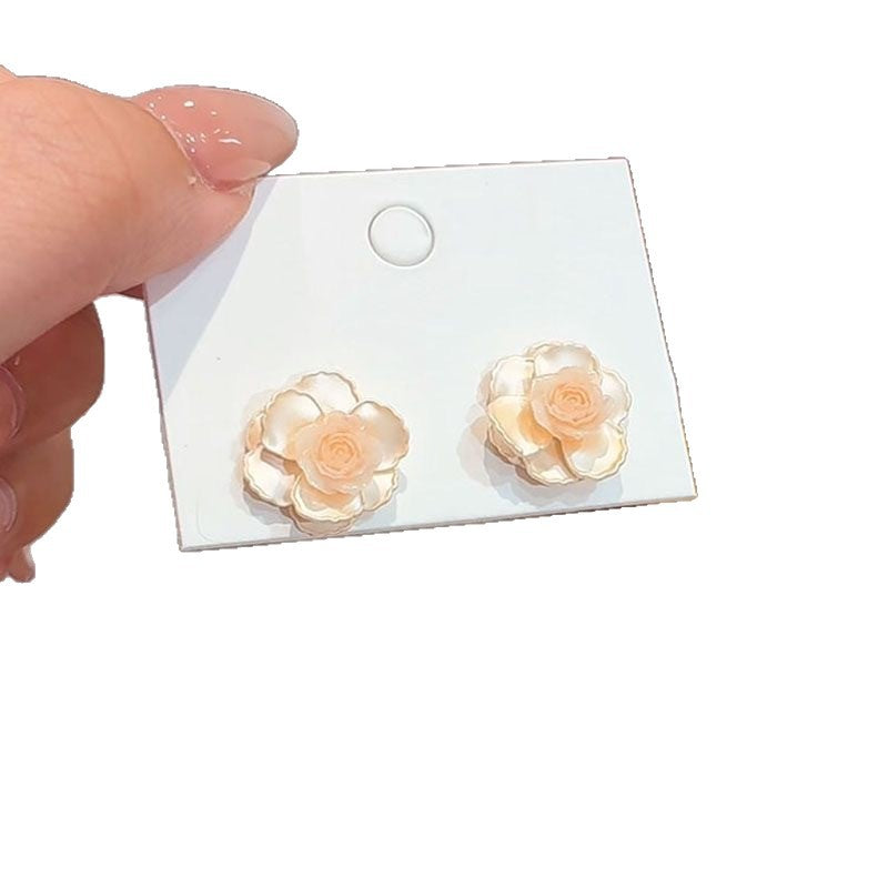 Women's Spring Flower Super Fairy Camellia Sier Earrings
