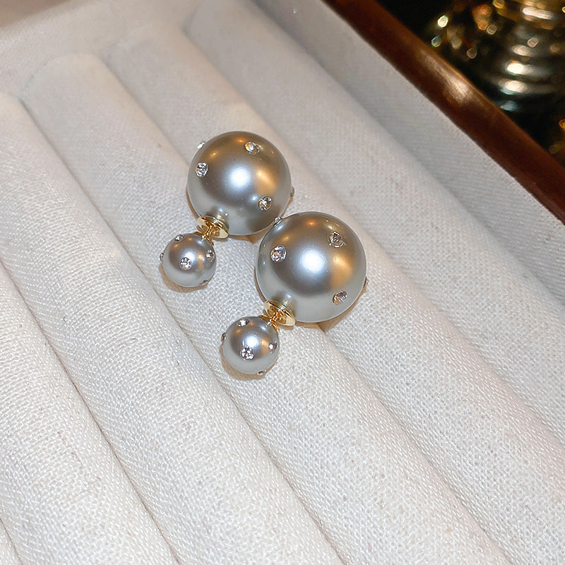 Fashion High-grade Zircon Pearl French Minority Retro Earrings