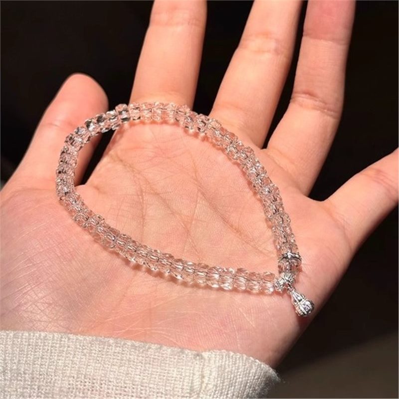 Women's Natural Net Body Flash White Crystal Gourd Bracelet