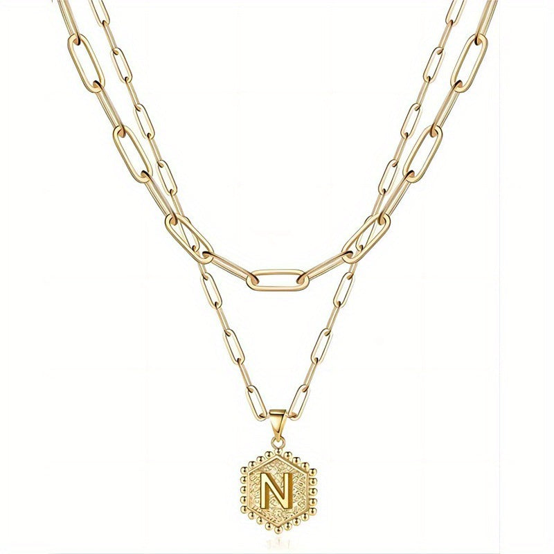 Gold Color Plated Letter Female English Necklace