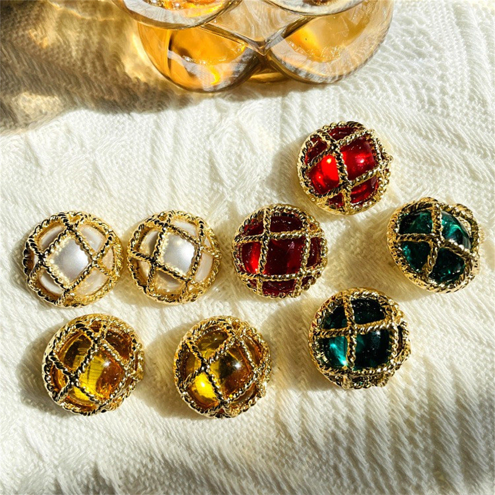 Female Middle Ancient Round Chinese Alloy Stud Earrings