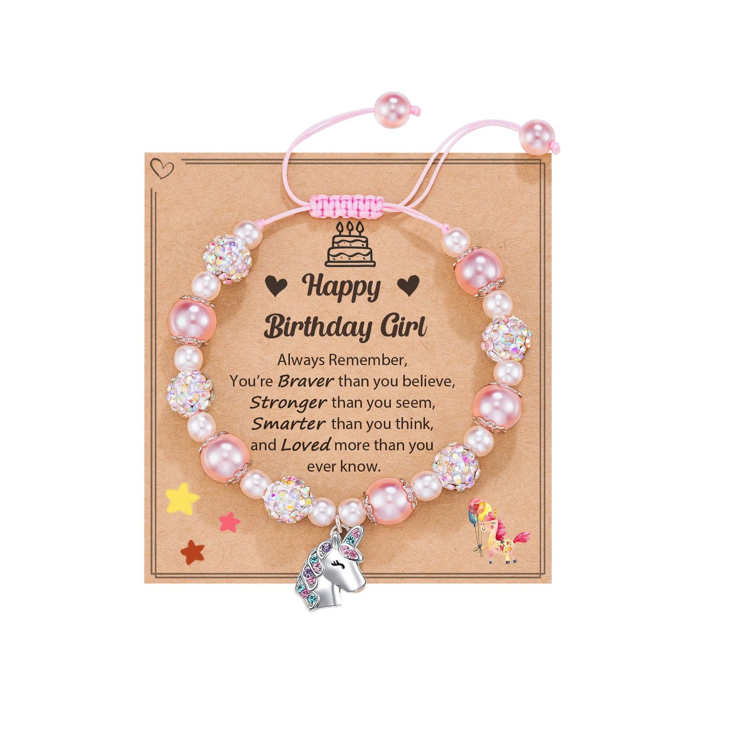 Hand-woven Unicorn Colorful Crystals Clay Rhinestone Ball Bracelet