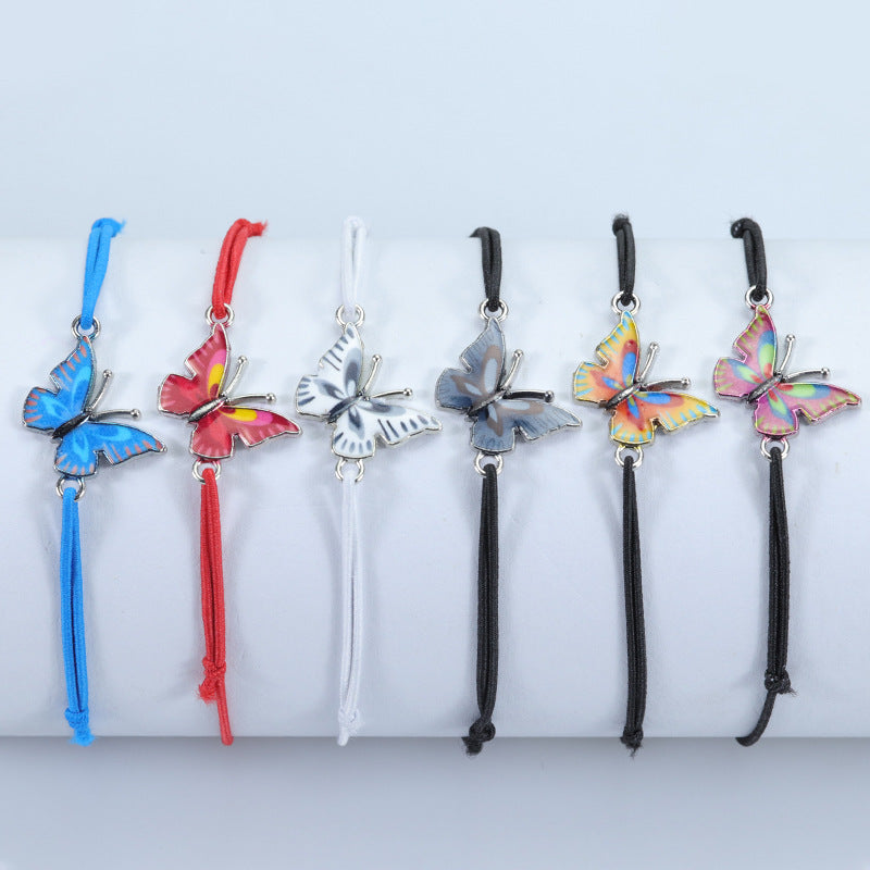 Colorful Butterfly Adjustable Filament Carrying Strap Bracelet