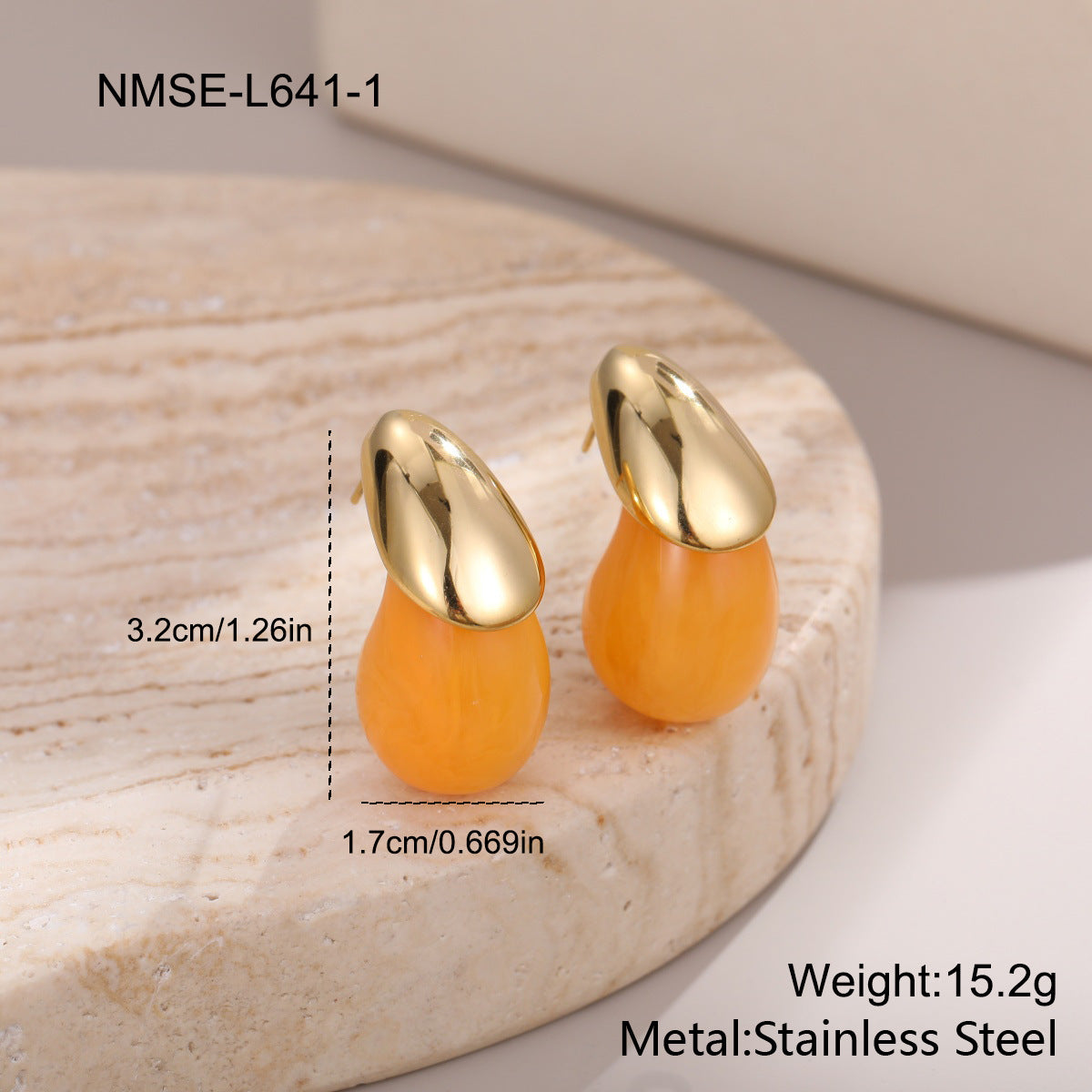 Stainless Steel Fresh Color Irregular Resin Female Niche Design Earrings