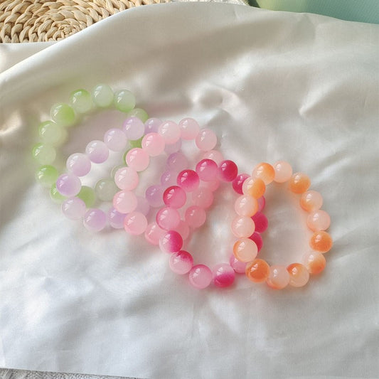 Pliable Temperament Gradient Color Ice Transparent Buddha Beads Hand Bracelets