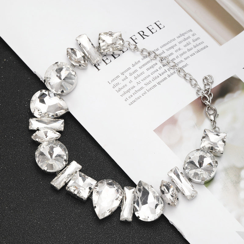 Women's Hip Hop Square Crystal Trend Necklace