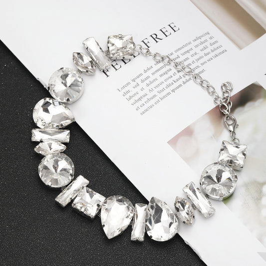 Women's Hip Hop Square Crystal Trend Necklace