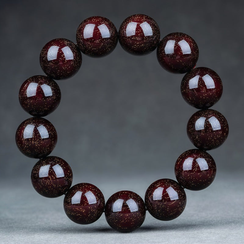 Women's & Men's Lobular Rosewood Old Materials Golden Spots Beads Bracelet