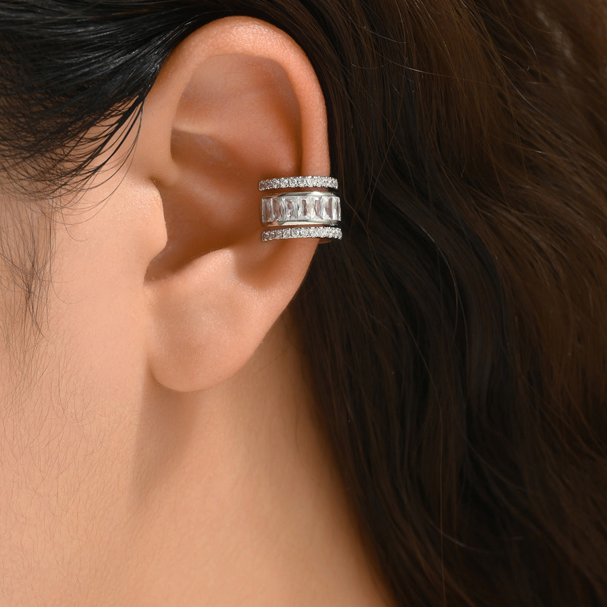 Micro Inlaid Zircon Ear Clip Fashionable Temperament Trendy Earrings