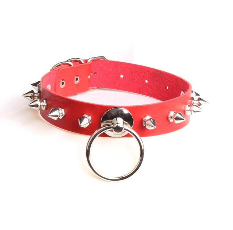 Personalized Spike Rivet O-shaped Leather Nightclub Collar
