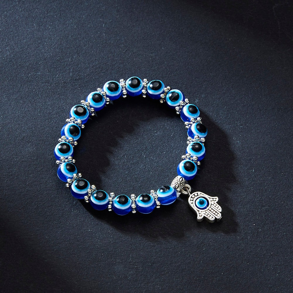 Classic Blue Evil Eyes Palm Round Bracelets