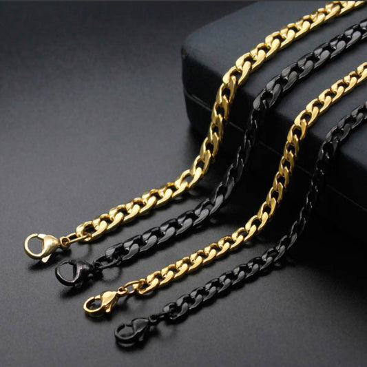 Steel Gold-plated Titanium Vacuum Plating Black Necklaces