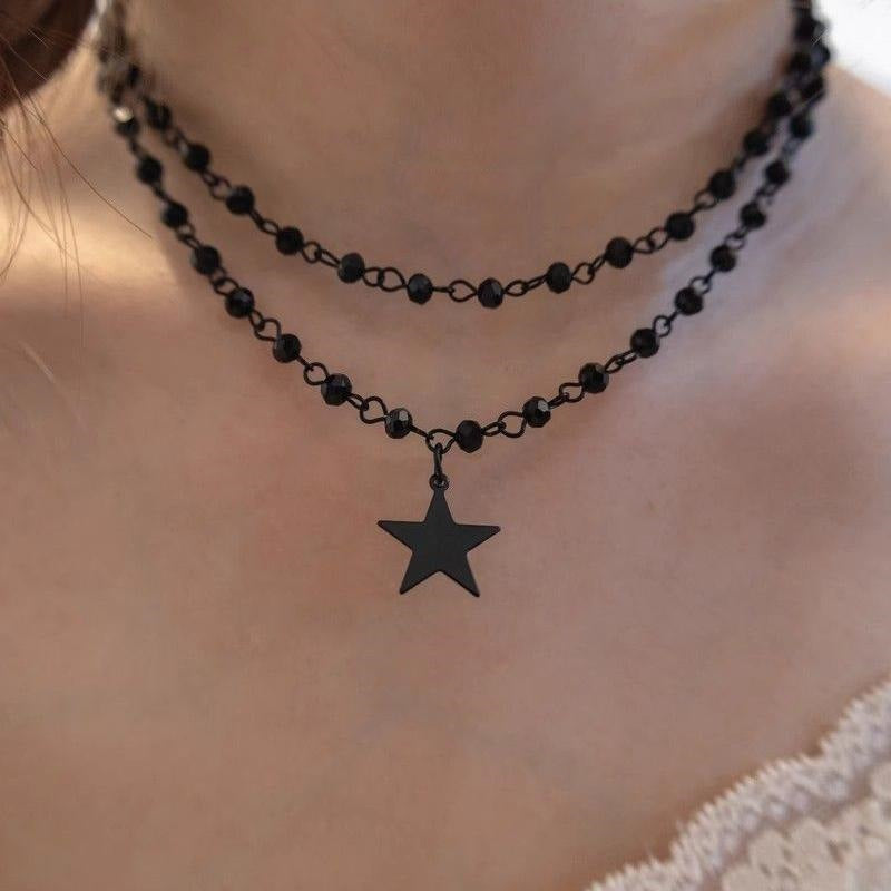 Style Leather Collar Wine Red Cross Clavicle Pendants
