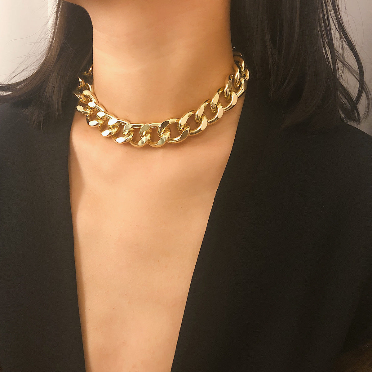 Punk Thick Chain Simple Vintage Sweater Creative Geometric Necklace