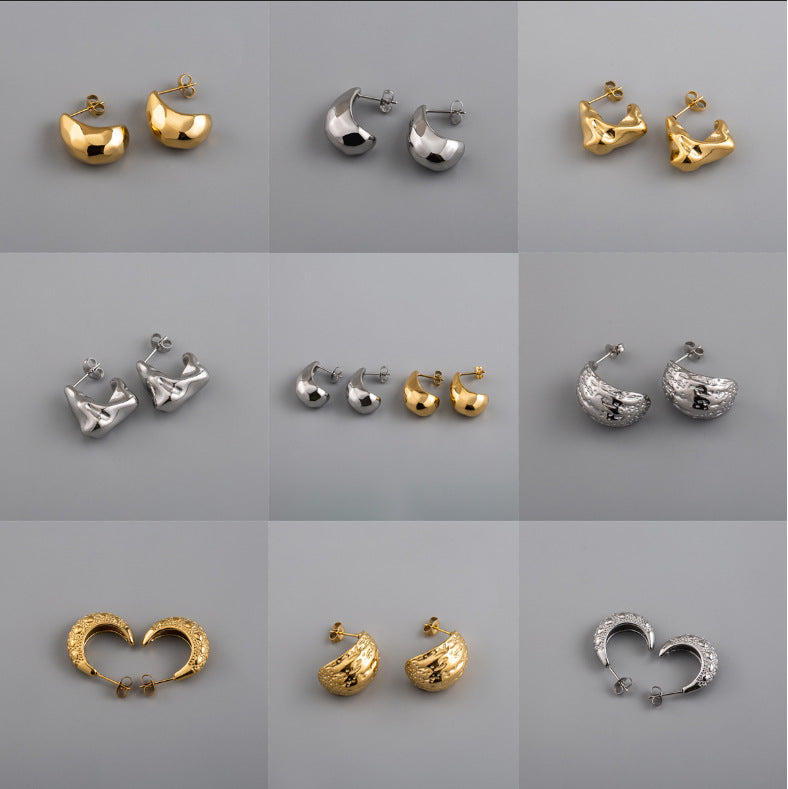 Women's Vacuum Electroplating Water Drop Ear Geometric Round Elegant Earrings