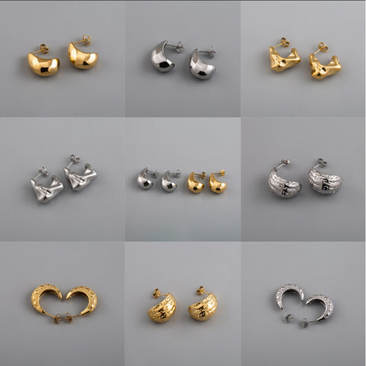 Women's Vacuum Electroplating Water Drop Ear Geometric Round Elegant Earrings