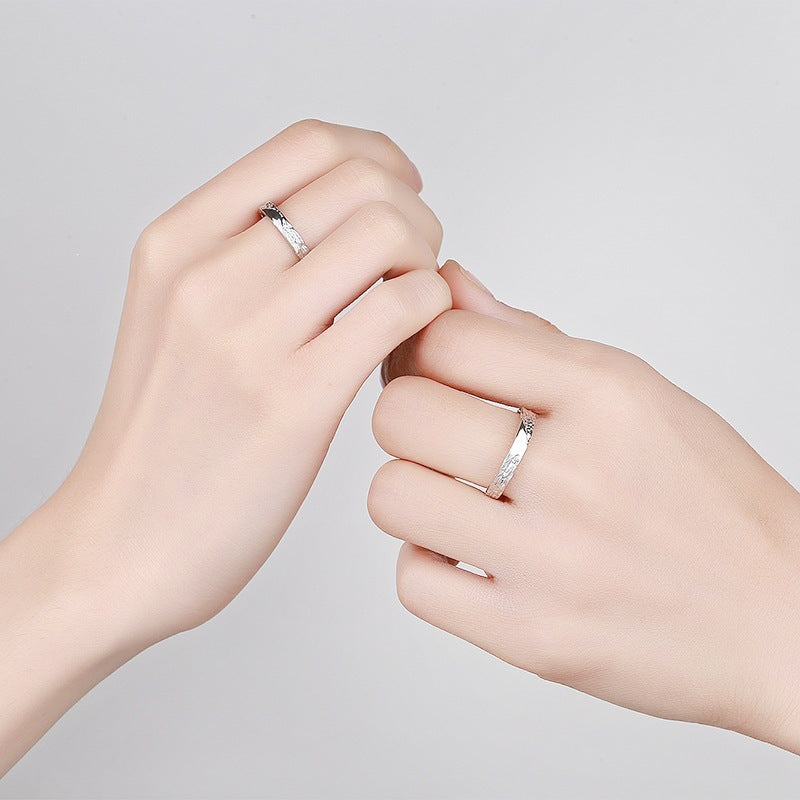 Sier Couples Openings Pair Korean Style Light Luxury Couple Simple Ring