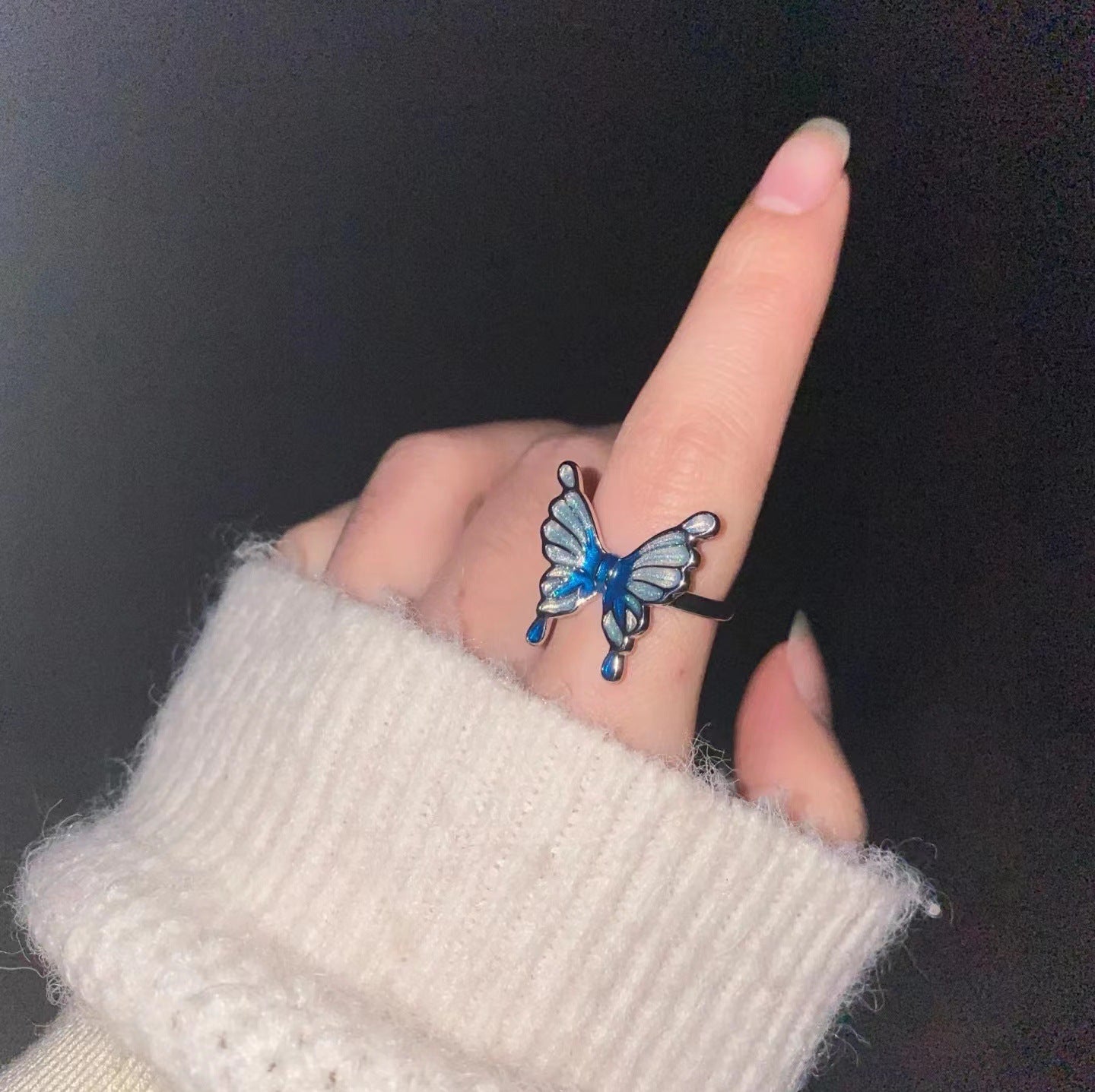 Women's Butterfly Opening Cool Style Fashionable Temperament Rings