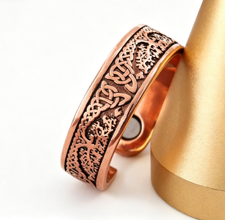 Bronze Creative Pattern Magnet Retro Fashion High Sense Ring