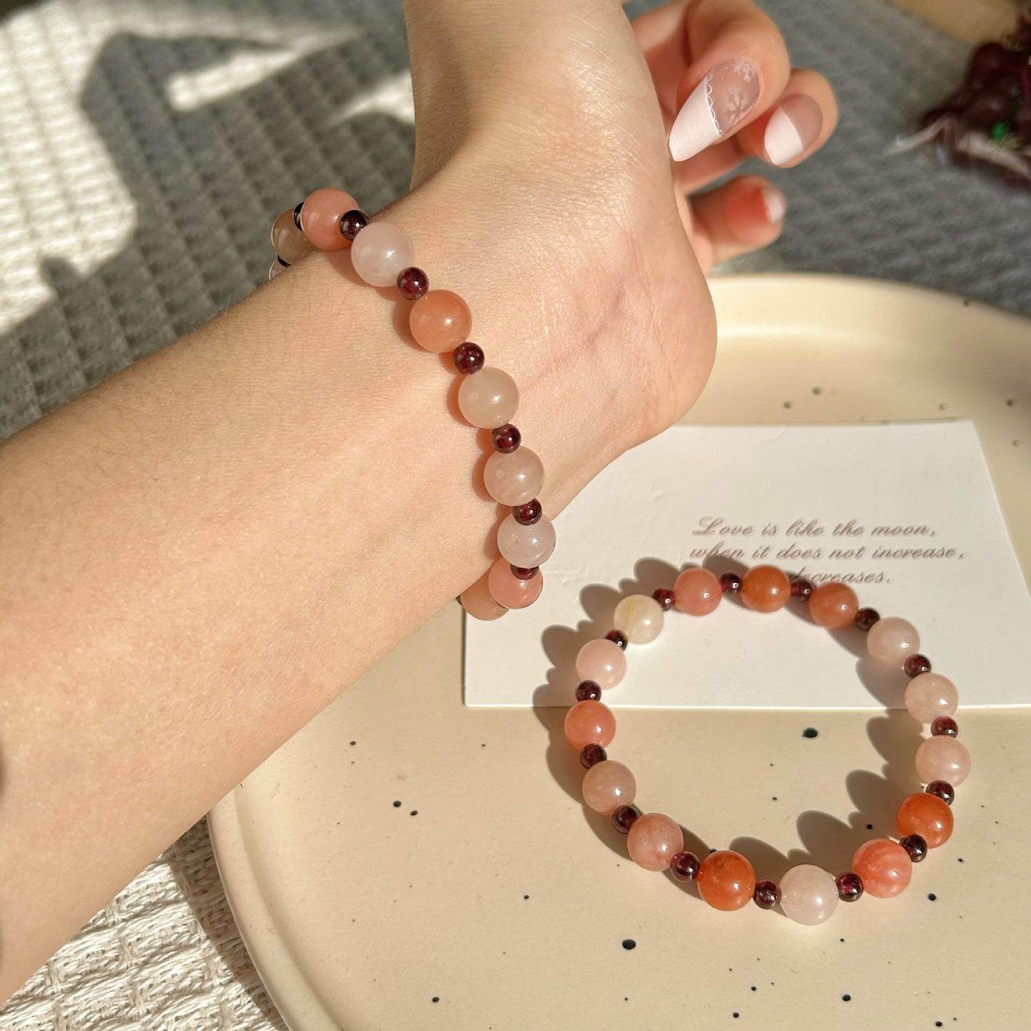 Design Mori Style Light Luxury Peach Fermentation Crystal Natural Stone Bracelets